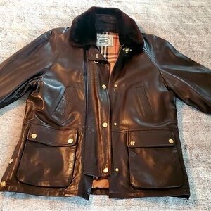 Burberry Brown Leather Military Coat